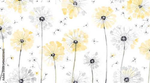 Watercolor floral seamless pattern with hand-painted blush pink flowers and green leaves on white background. Botanical print.