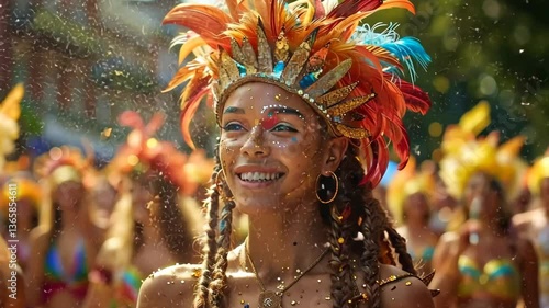 Community parade with colorful floats for National Parade Day, August 10th, festive atmosphere, cheering crowds, cultural diversity