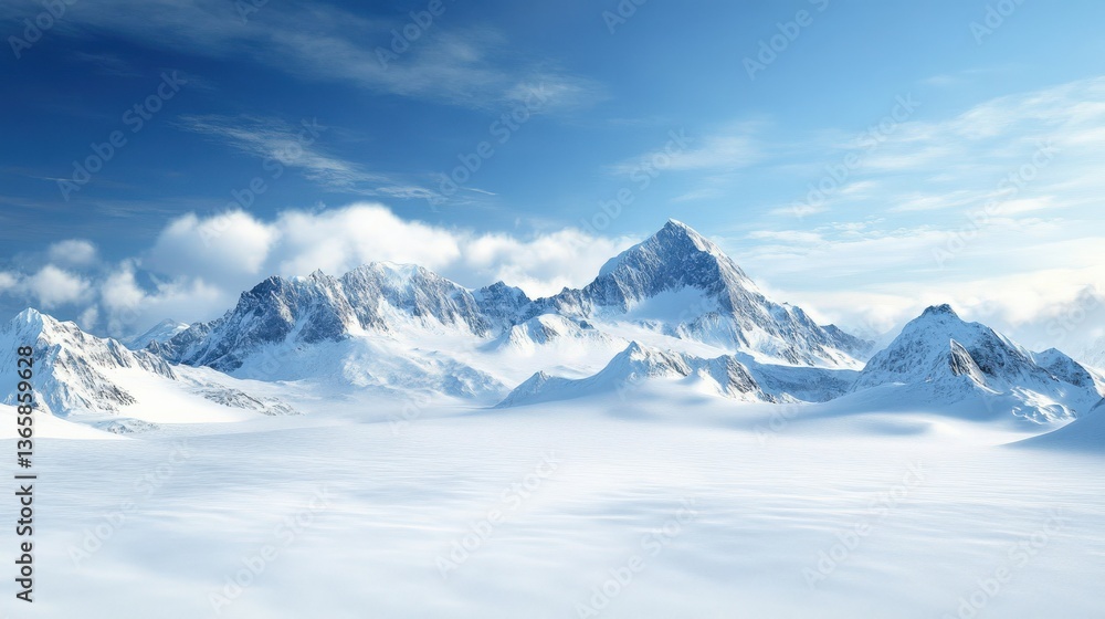 Obraz premium Majestic Snow-Capped Peaks and Cloudscape