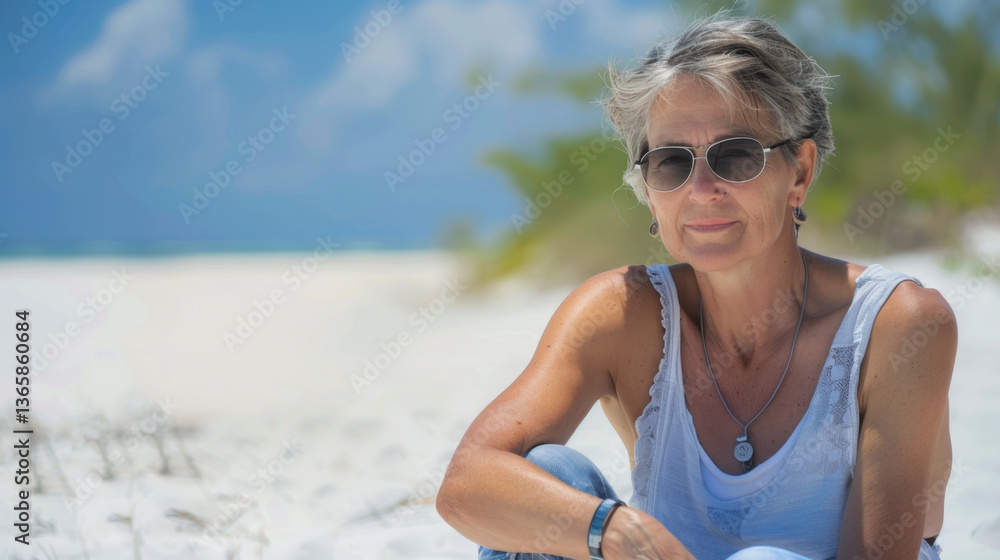 old woman sitting on the beach old woman sitting on the beach