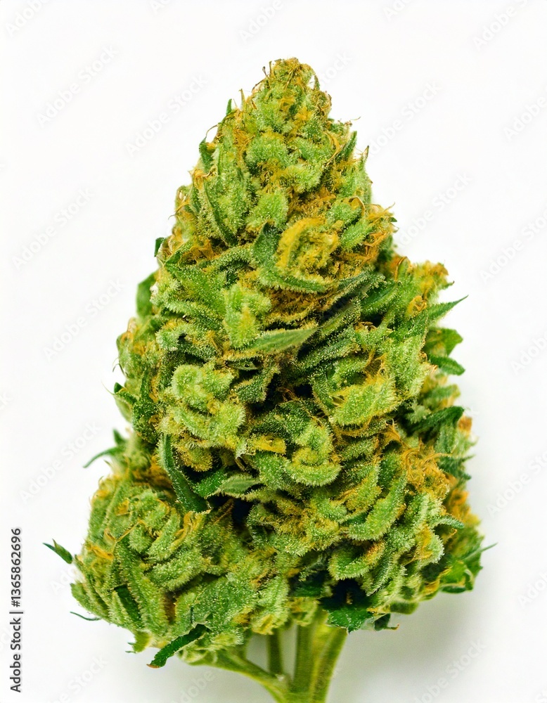 Several isolated cannabis buds centered on a white background, captured from a top-down view, showcasing their texture and natural details. Several isolated cannabis buds centered on a white background, captured from a top-down view, showcasing their texture and natural details.