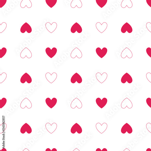 Seamless pattern with pink cute hearts for valentine's day