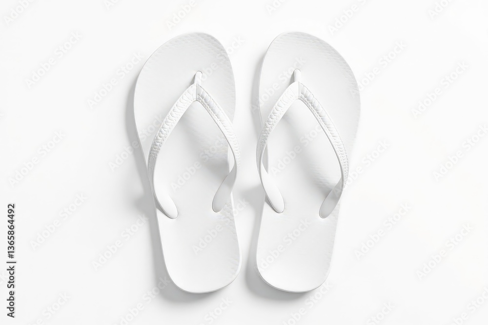 Pair of white flip-flops, isolated on bright white background, beach, flip flops isolated Pair of white flip-flops, isolated on bright white background, beach, flip flops isolated