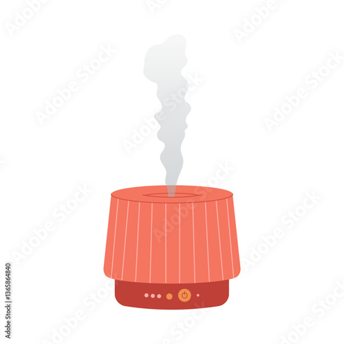 Electric aroma diffuser retro style. Healthy lifestyle, self care. Humidifier. Flat illustration on white background.