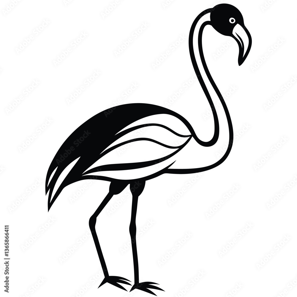 Fototapeta premium Pink Flamingo Silhouette Vector Illustration