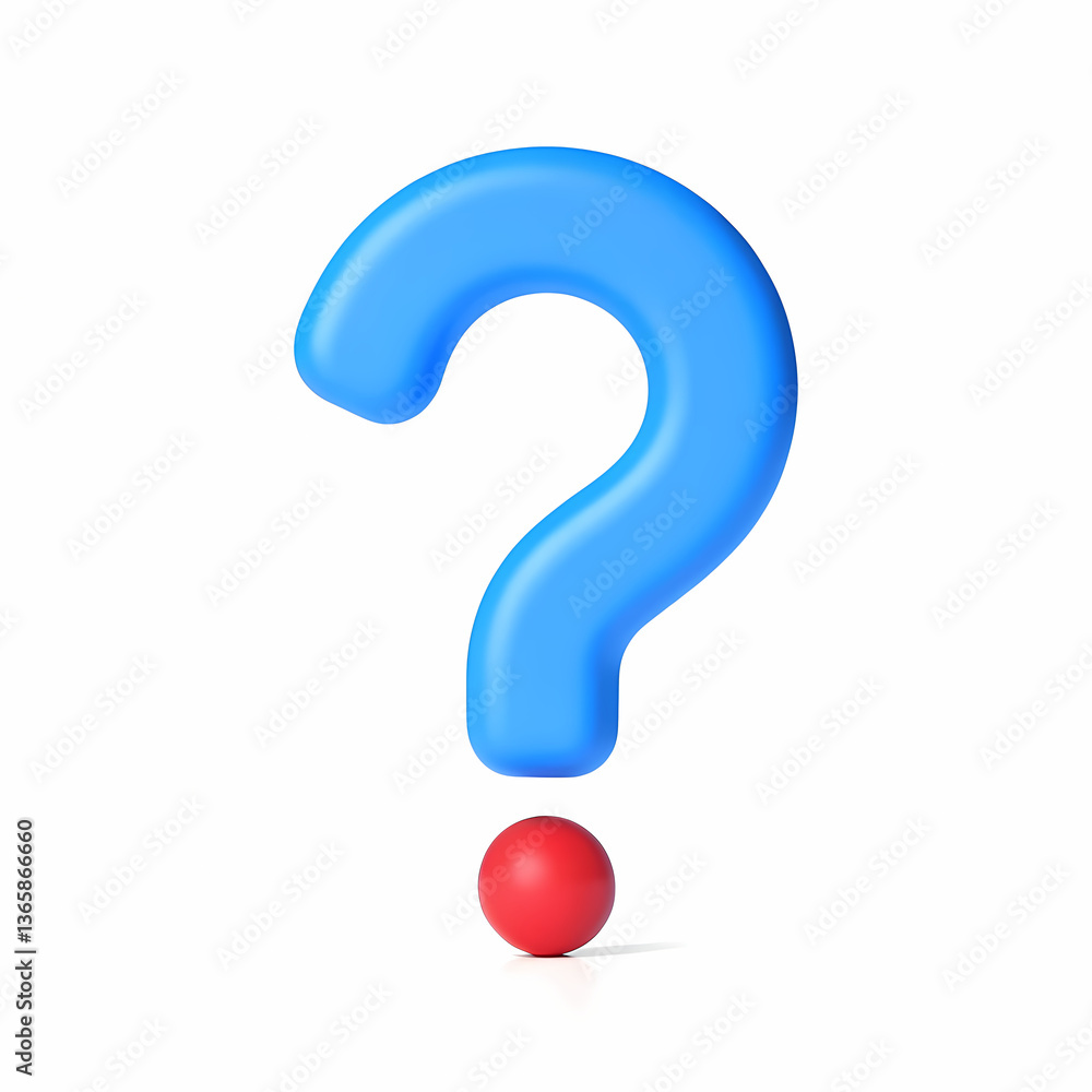 3D Blue Question Mark with Red Dot - FAQ & Inquiry Symbol 3D Blue Question Mark with Red Dot - FAQ & Inquiry Symbol