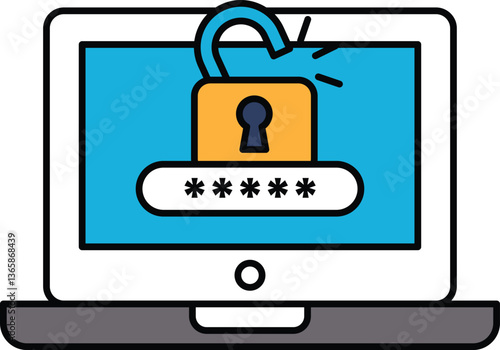 A laptop screen with a lock on it