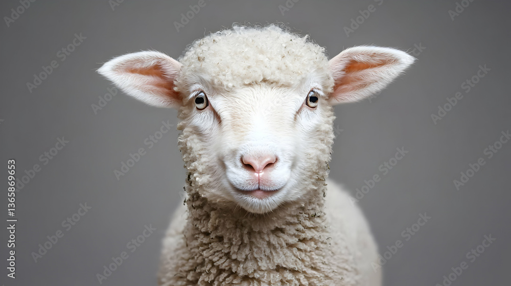 Obraz premium Close-Up Portrait Of A Baby Sheep
