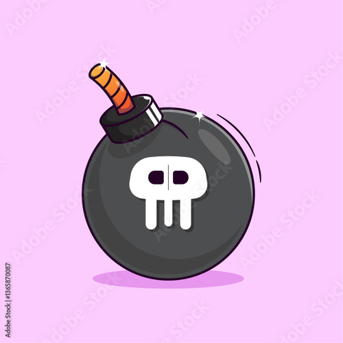 Cute cartoon circle bomb illustration vector icon symbol suitable used for many events and for many needs