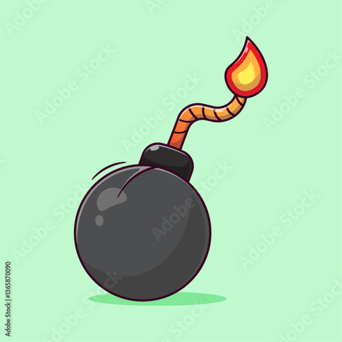 Drawn bomb cartoon vector illustration icon, mascot, symbol isolated with flat style concept design