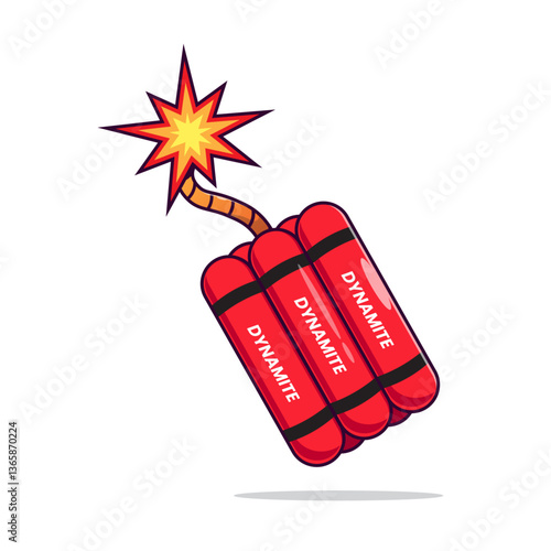 Detonate dynamite stick bomb icon or symbol vector illustration cartoon isolated on white background