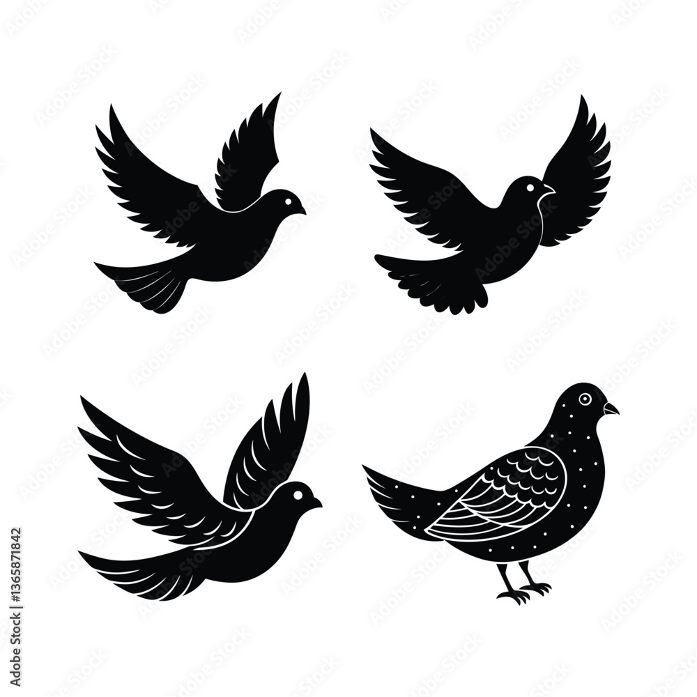 Fototapeta premium Set of midnight dove bird vector..