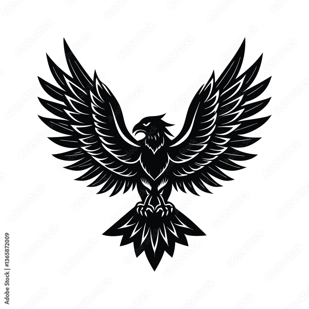 Obraz premium Shadow hawk bird on white background.