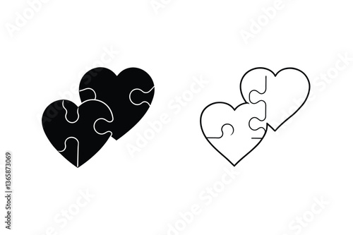 Interlocking Puzzle Hearts Love, Unity, Partnership, Connection, Symbol