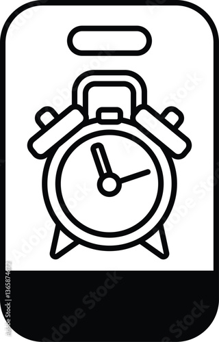 A black and white image of an alarm clock with the time of 10:30
