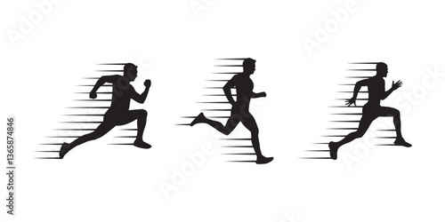 Fast sports collection. Running silhouettes. Set for sports events