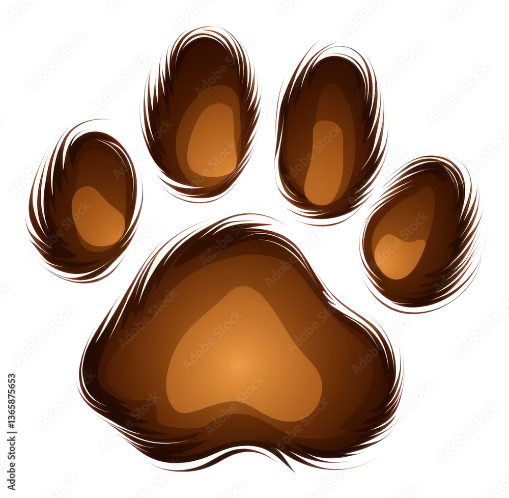 Fototapeta premium PNG Paw print brown white background accessories.