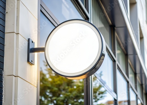 mokup circular store sign design.