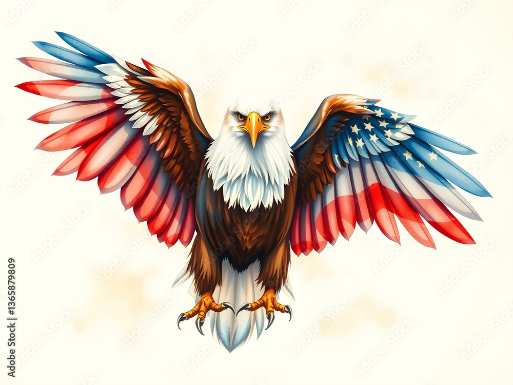 Obraz premium american bald eagle with flag