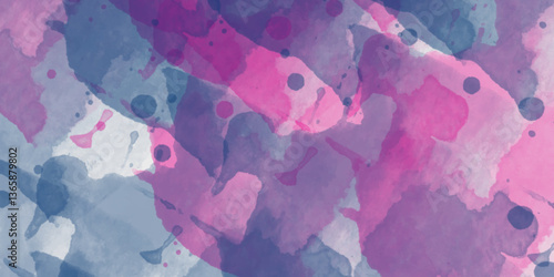 Abstract translucent multicolored watercolor background. Watercolor background. 3D illustration, 3D rendering. Colorful gradient ink colors wet effect hand drawn canvas background .