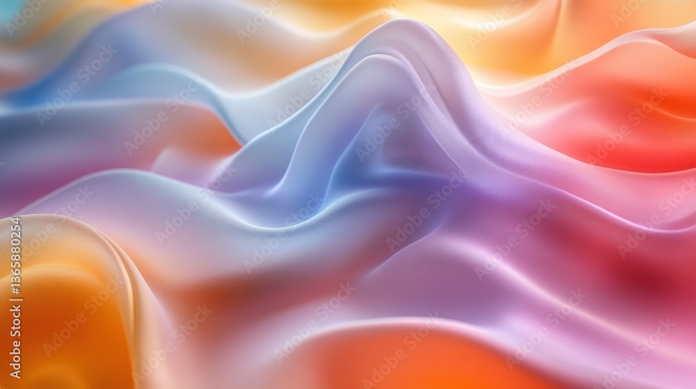 Fototapeta premium Colorful Abstract Fabric Flowing in Gentle Waves and Soft Textures