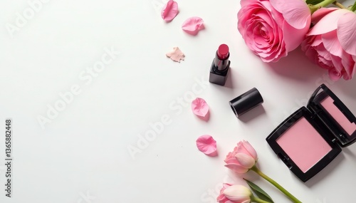 Spotless white surface ideal for showcasing cosmetics, reflection, context, still life