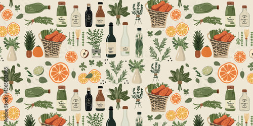 seamless pattern with organic food