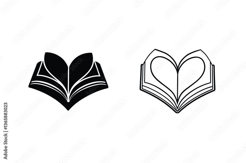 Open Book Icons Love for Reading, Library, Literature, Knowledge Open Book Icons Love for Reading, Library, Literature, Knowledge