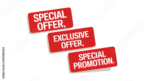 Special Offer, Exclusive Offer, Special Promotion – Red Banners with Speech Bubbles, Modern Sale, Discount Concept Design, Marketing, Advertising Graphics for Promotional Offers
