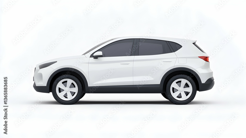 White Compact SUV Side View Studio Shot White Compact SUV Side View Studio Shot