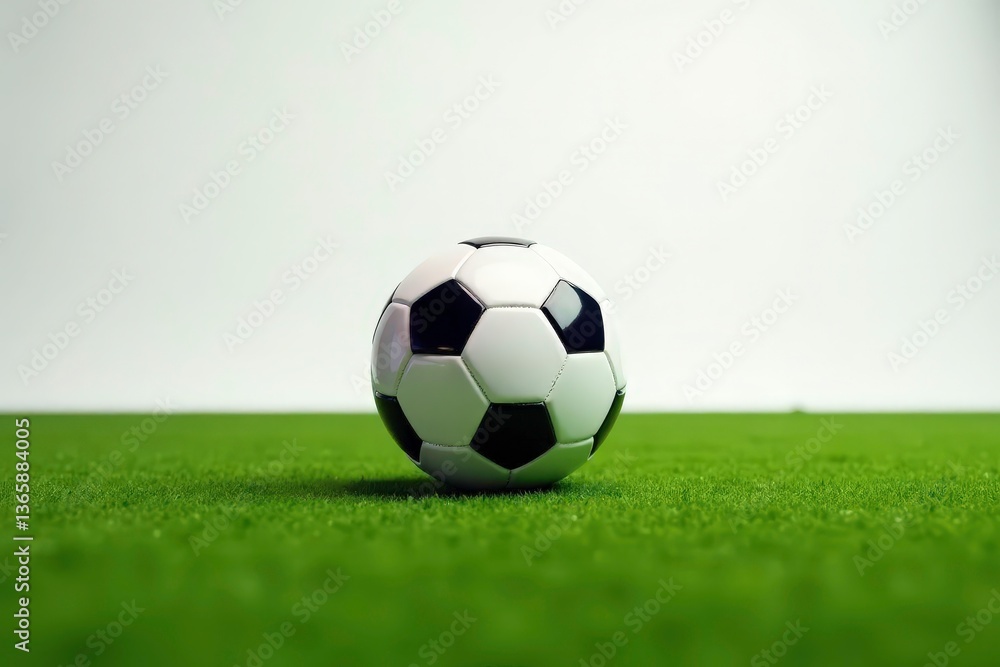 Obraz premium Studio shot, perfectly centered football, pristine white backdrop, perfect, rugby ball