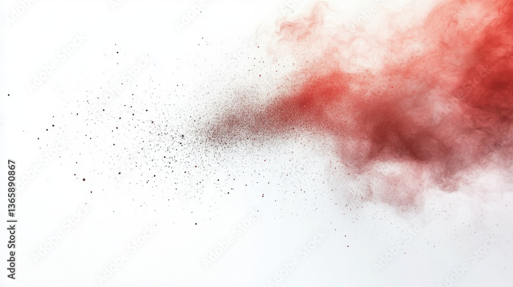 Obraz premium Red Powder Explosion on White Background