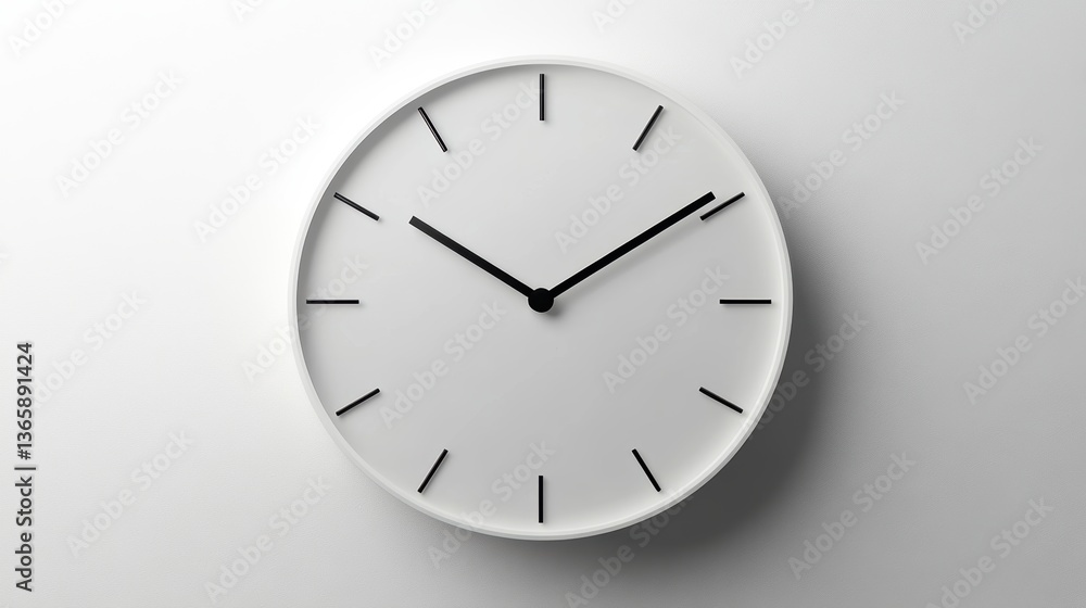 custom made wallpaper toronto digitalA minimalistic modern clock on a white background, isolated with sharp, clean lines