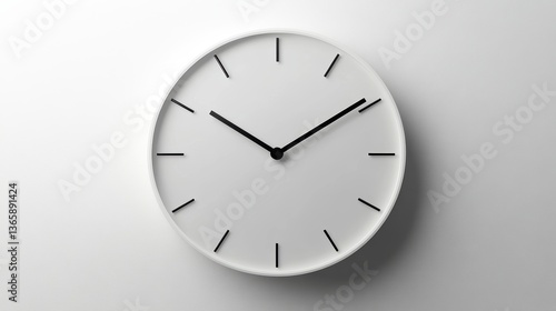 Wallpaper Mural A minimalistic modern clock on a white background, isolated with sharp, clean lines Torontodigital.ca