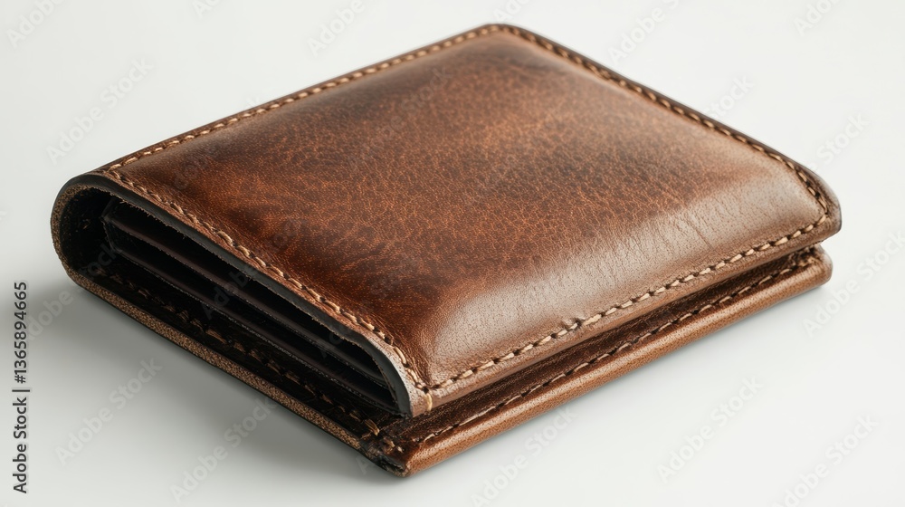 A classic leather wallet, isolated on a white background, sleek and professional A classic leather wallet, isolated on a white background, sleek and professional