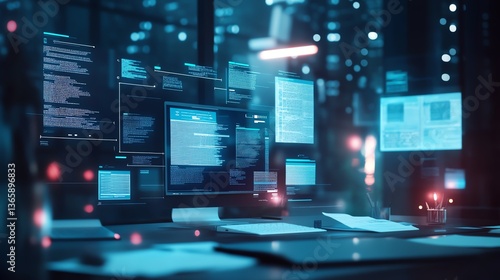 AI-generated document templates appearing on a smart workspace UI.