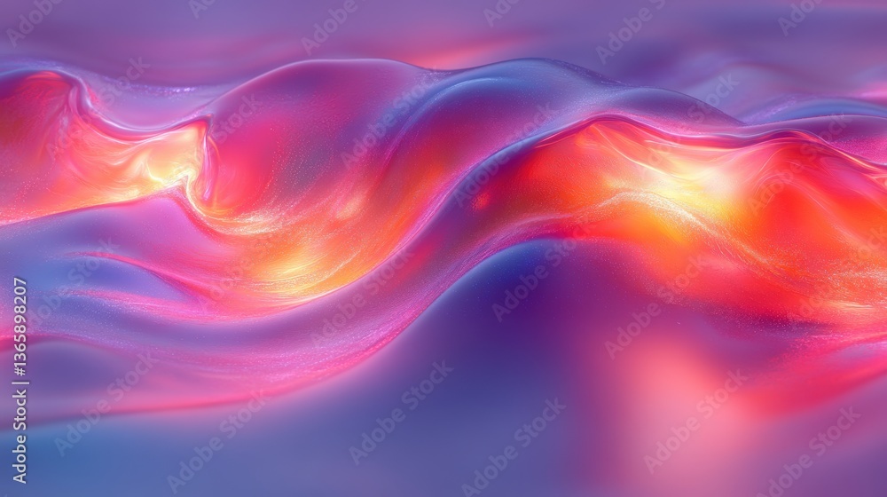 Fototapeta premium Colorful Abstract Waves with Soft Textures and Warm Lighting Effects