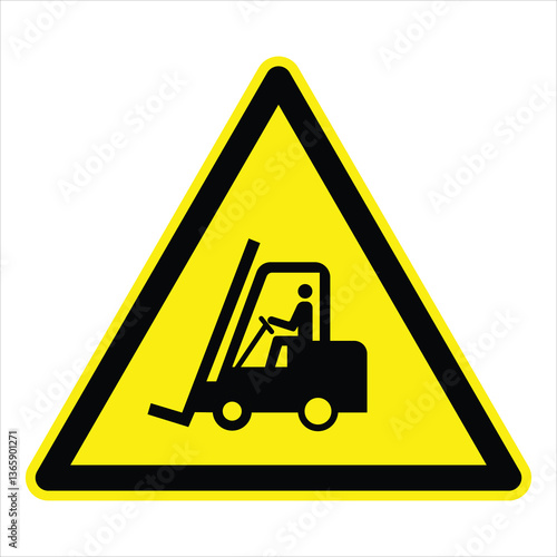 Warning sign indicating forklift truck traffic, promoting safety and caution in industrial environments
