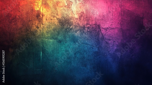 Vibrant Grunge Art Wall with Gradient Lighting, Abstract and Textured Design
