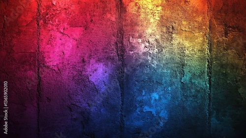 Vibrant Grunge Art Wall with Gradient Lighting, Abstract and Textured Design
