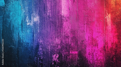 Vibrant Grunge Art Wall with Gradient Lighting, Abstract and Textured Design
