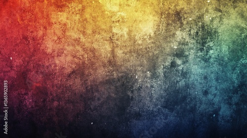 Vibrant Grunge Art Wall with Gradient Lighting, Abstract and Textured Design

