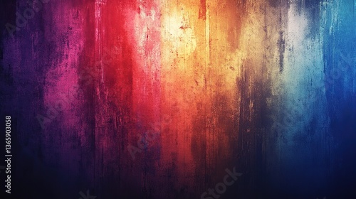 Vibrant Grunge Art Wall with Gradient Lighting, Abstract and Textured Design
