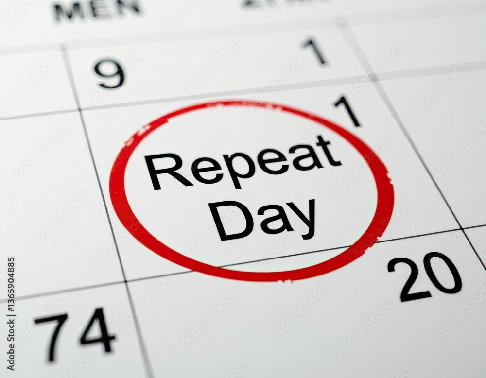 Repeat Day Marked on Calendar - Stock Photo