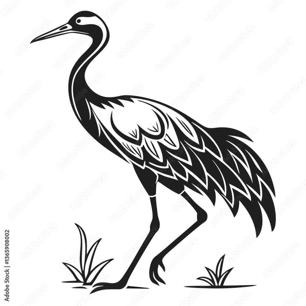 Fototapeta premium Crane silhouette black vector