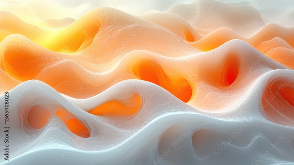 Obraz premium Abstract Waves of Orange and White Flowing in Smooth Curves