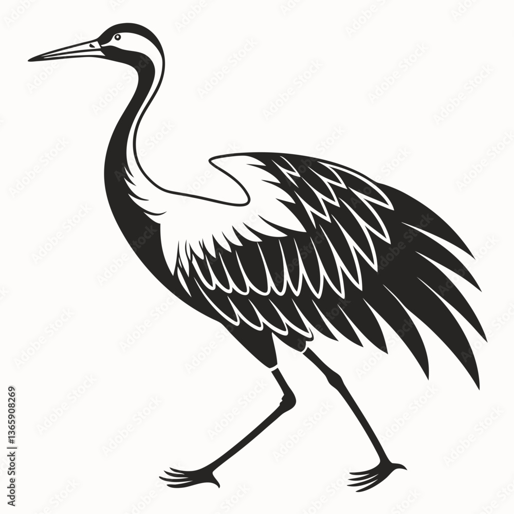 Obraz premium Crane silhouette black vector