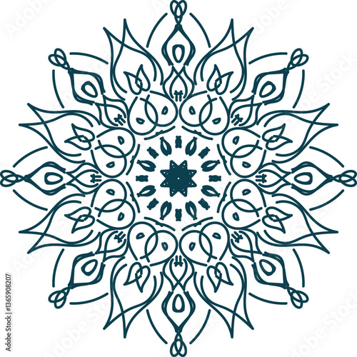 Circular pattern in the form of a mandala. Henna tattoo mandala. Mehndi style. Decorative pattern in oriental style. Coloring book page.