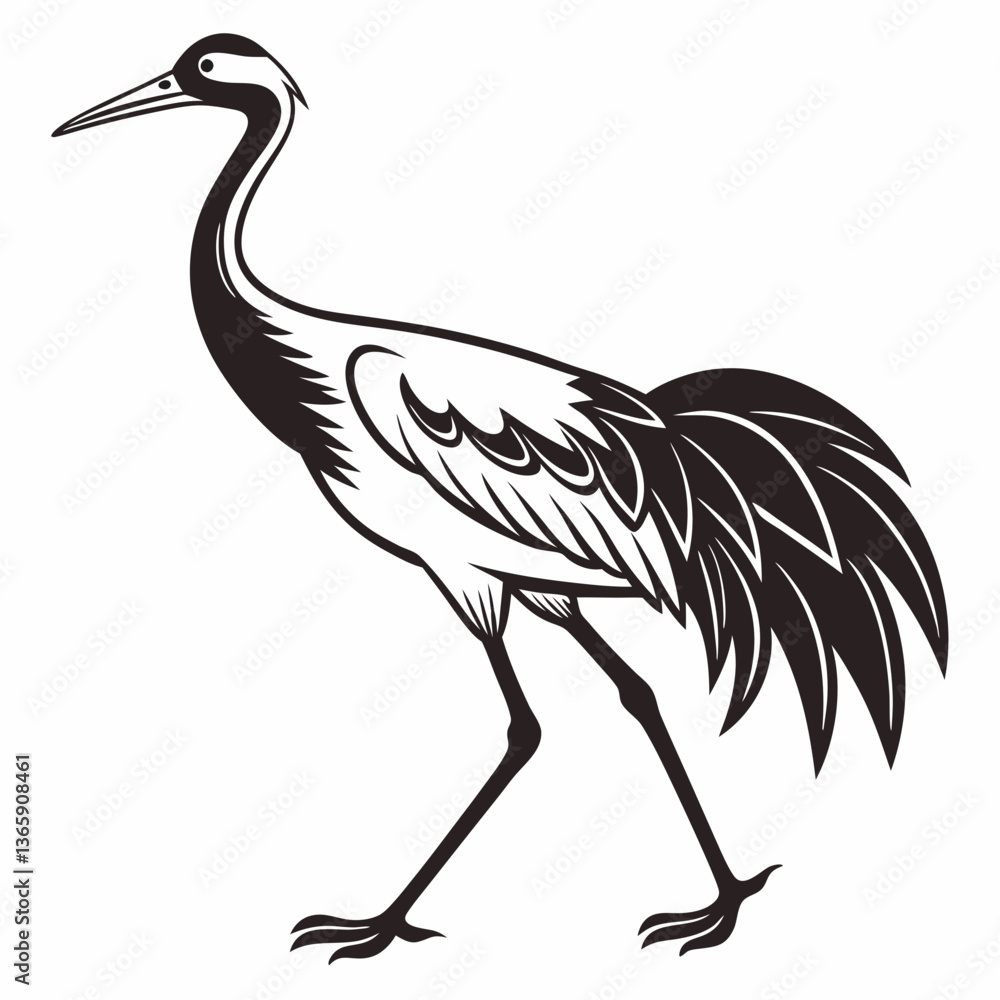 Obraz premium Crane silhouette black vector