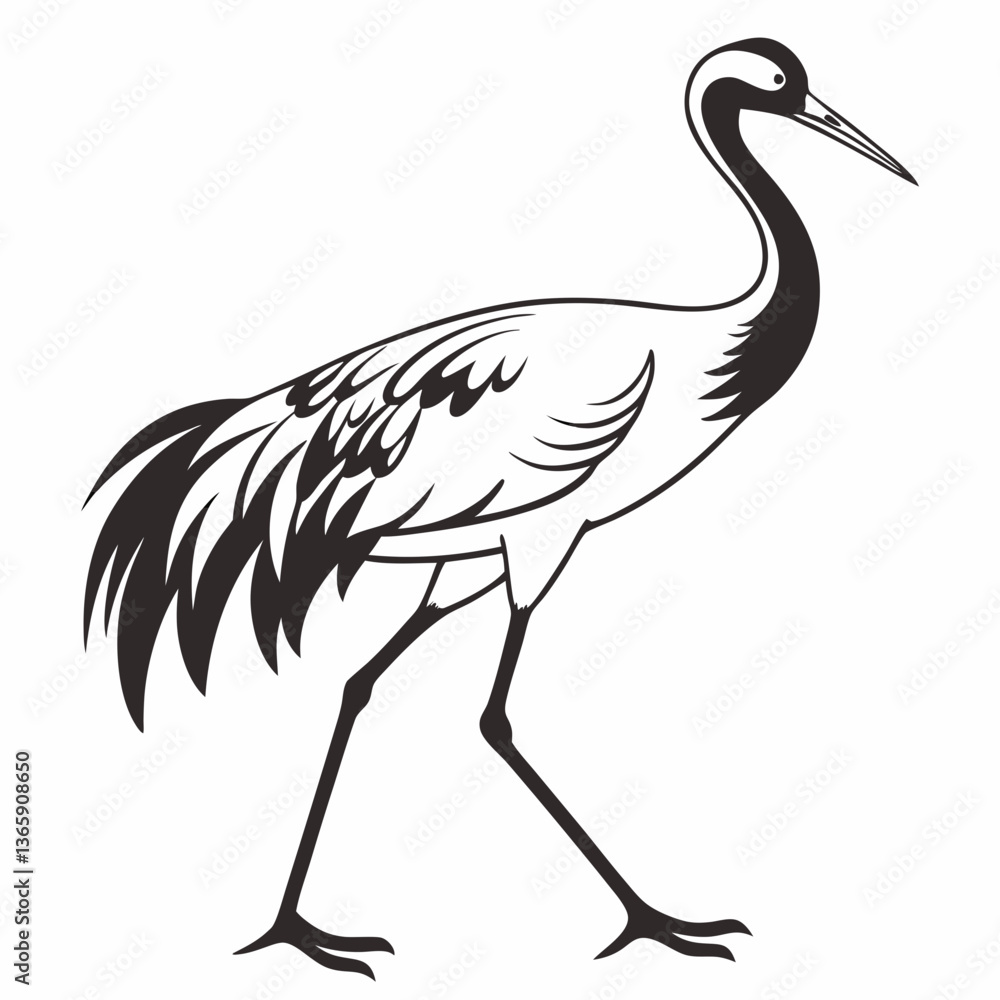 Obraz premium Crane silhouette black vector